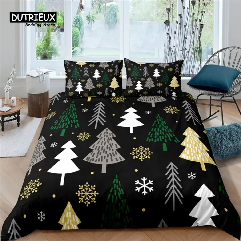 

Home Living Luxury Christmas Tree Print 2/3Pcs Duvet Cover Set Pillowcase Queen Size and King Size Kid Bedding Set EU/US/AU Size