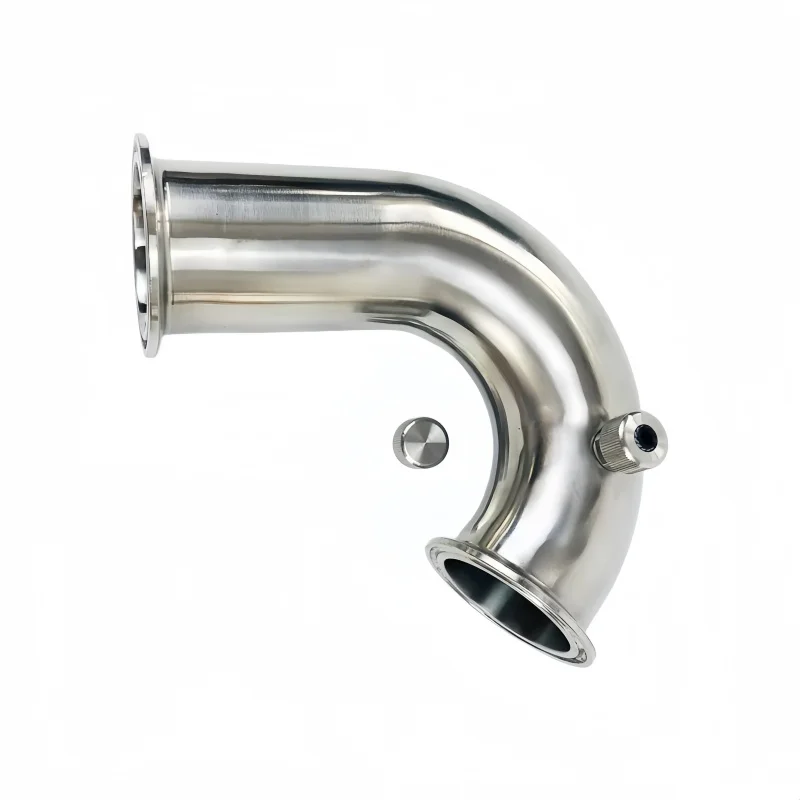 1.5'(38mm)OD50.5mm, 135 Degree Pipe Bend With Thermowell Nipple And Plug, Tri-clamp Connection Elbow Pipe Fitting, SS304