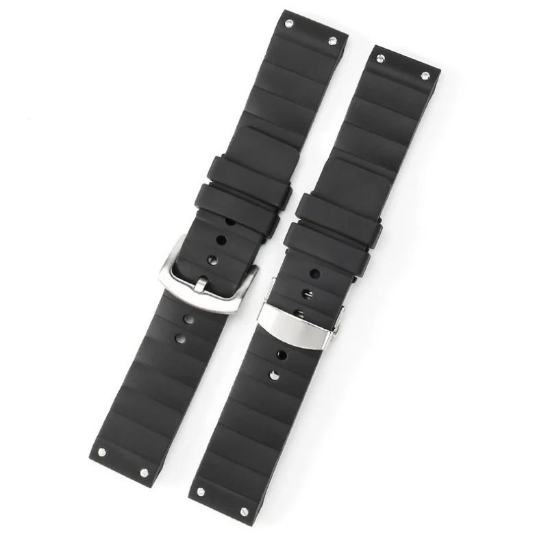 Silicone watch strap stainless steel fold Clasp watchband Dedicated interface for CARTIER SANTOS DE CARTIER 100