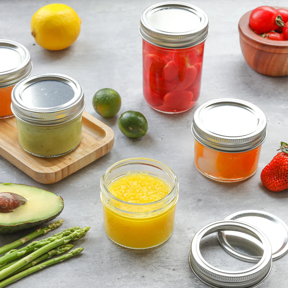 

6pcs Mini Jars 250ml Silver Lids Food Portable Plastic Jars Storage Containers Portable Canisters Home Essentials