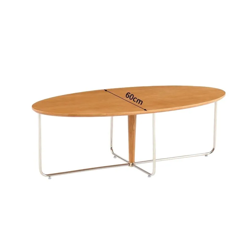 

Nordic medieval retro coffee table oval modern simple living room household stainless steel solid wood small apartment tea table