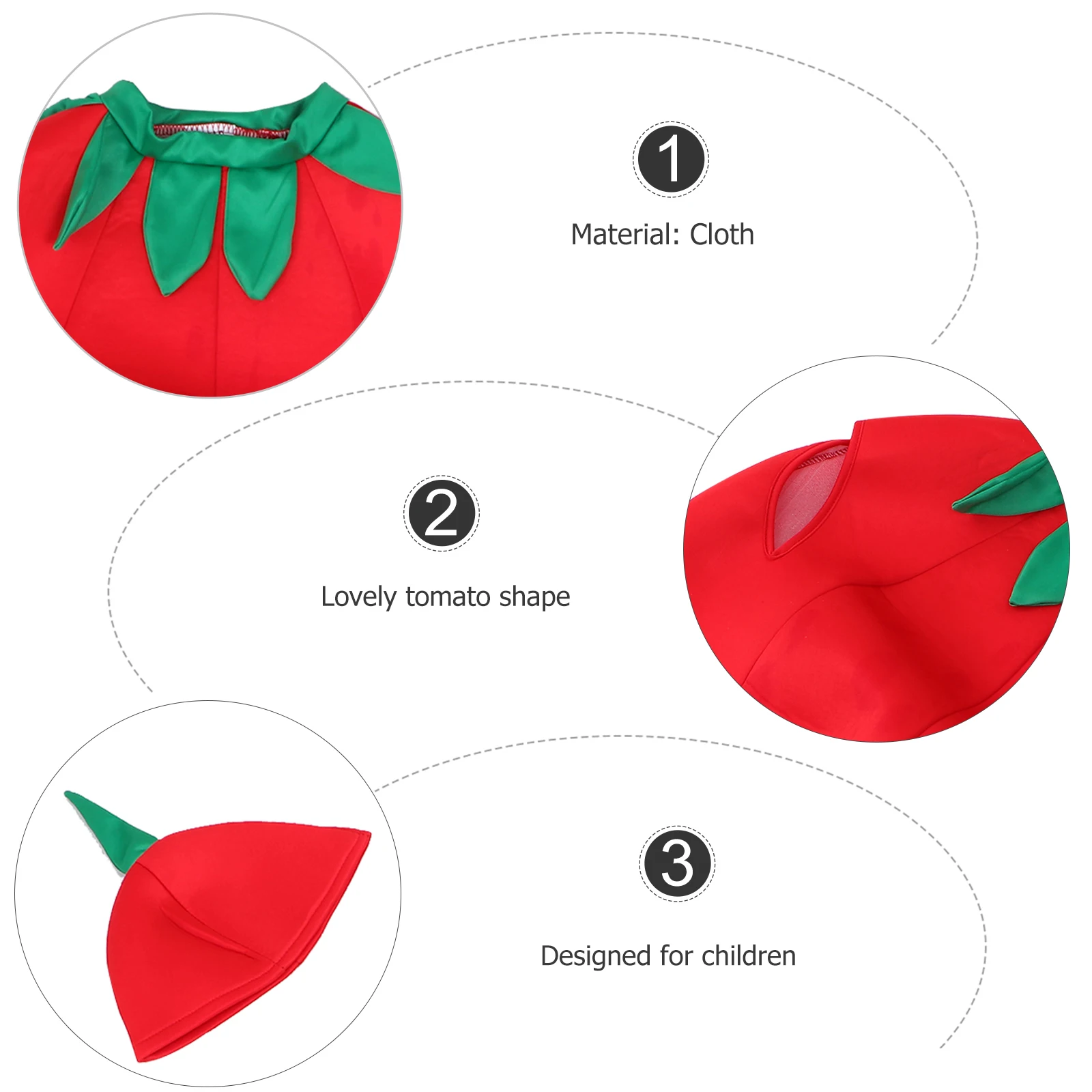 

Tomato Shaped Kids Costume Performance Halloween Party Toddlers Clothes Hat Easy Wear Stiff Fabric No Distortion Fruit