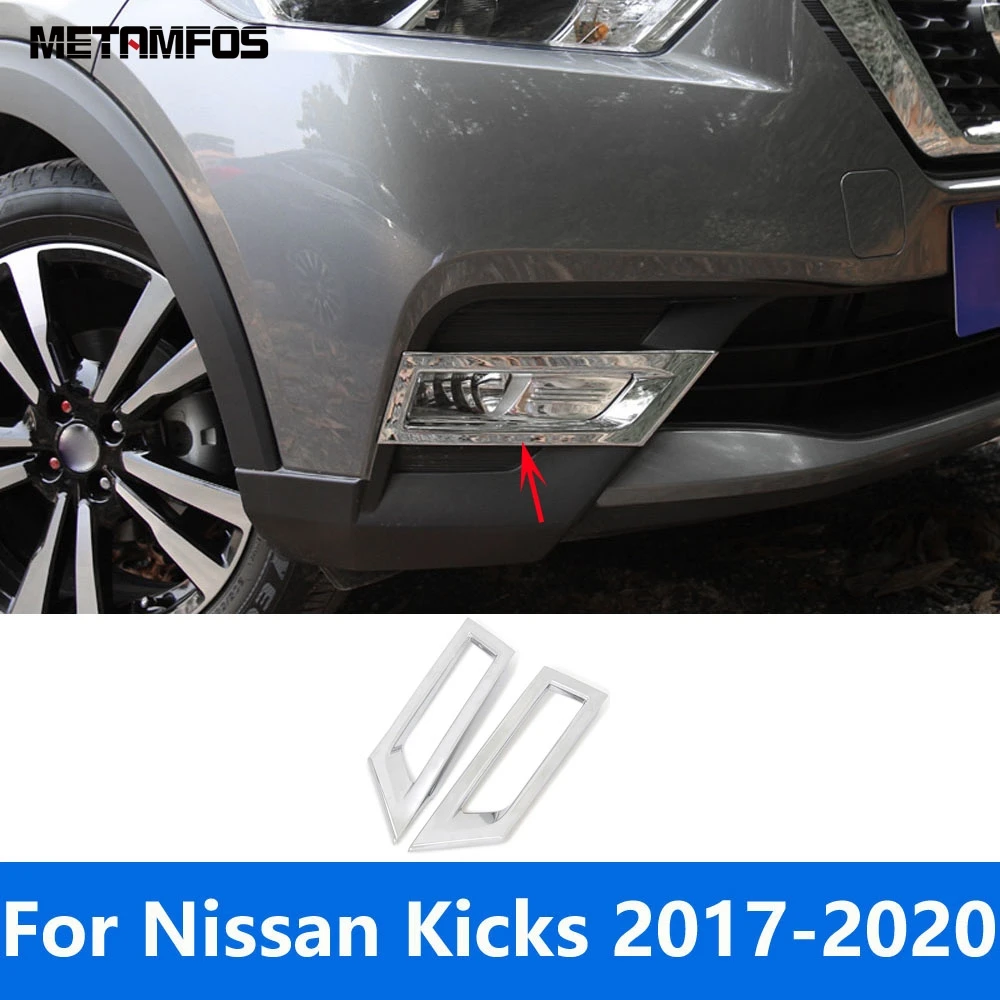 

For Nissan Kicks 2017 2018 2019 2020 Chrome Front Fog Light Lamp Cover Trim Foglamp Frame Protector Accessories Car Styling