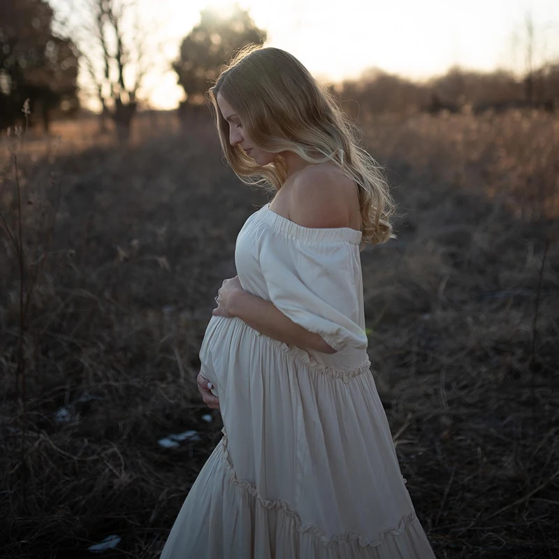 Boho Gown Maternity Photography Long Dress Clothes Pregnant Women for Baby shower Photo Shoot Dress Props Accessories