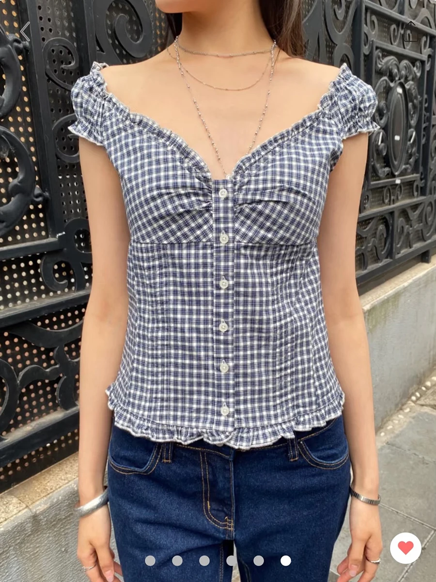Striped Ruffle Sleeveless Blouse Tank Top 4