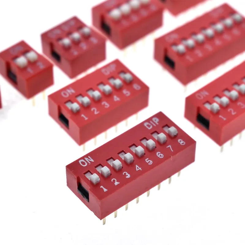 Vermelho Snap Toggle Switch Kit, Interruptores de Pressão, Kit Misto, Conjunto Combinado, 1, 2, 3, 4, 5, 6, 7, 8, 9 Way, 2.54mm, 5Pcs