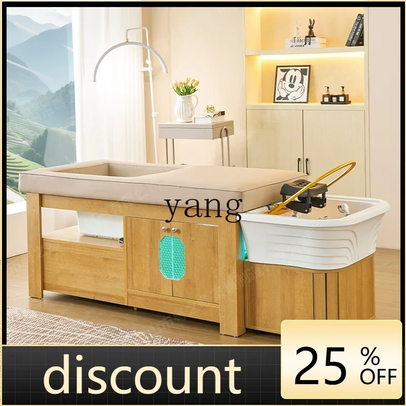 LTT Chinese hair salon Solid wood shampoo bed Hair salon Ceramic basin head treatment bed Water circulation
