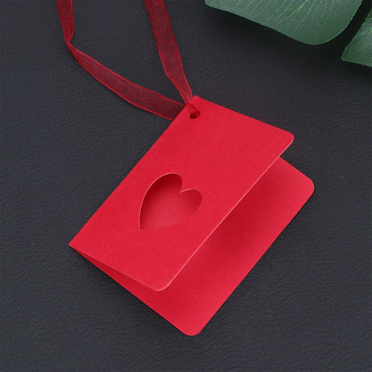50Pcs Heart Shaped Kraft Paper Tags Red Rope Hollow Design Foldable for Wedding Birthday Gift Price Clothing Scrapbooking