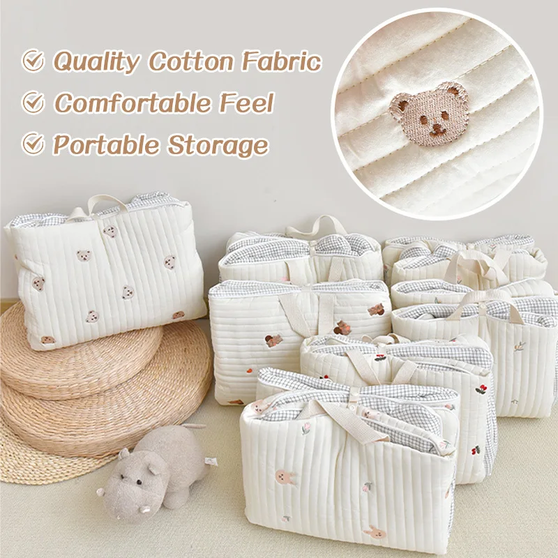 Ins Thick Newborn Baby Embroidered Cotton Breathable Nap Pad Folding Portable Mattress Kindergarten Machine Washable