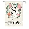 Monogram Letter Garden Flags Floral 12x18 Inch, Double Sided jjp