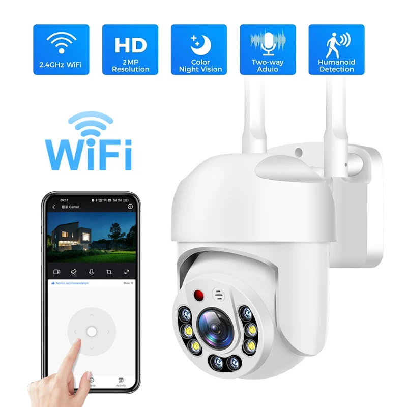 

Wi-Fi IP-камера HD 1080P Цветная камера ночного видения наружная камера наблюдения Обнаружение человека Ночное видение Камера безопасности