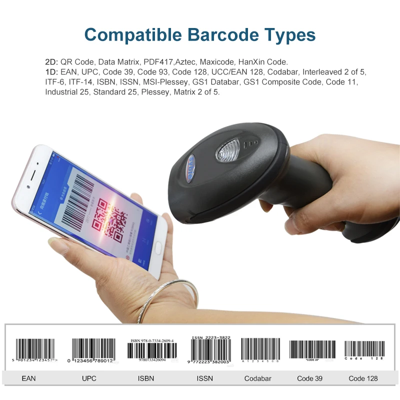 Syble High Performance Wireless Barcode Scanner 2D 2.4G Barcode Reader XB-6208RB