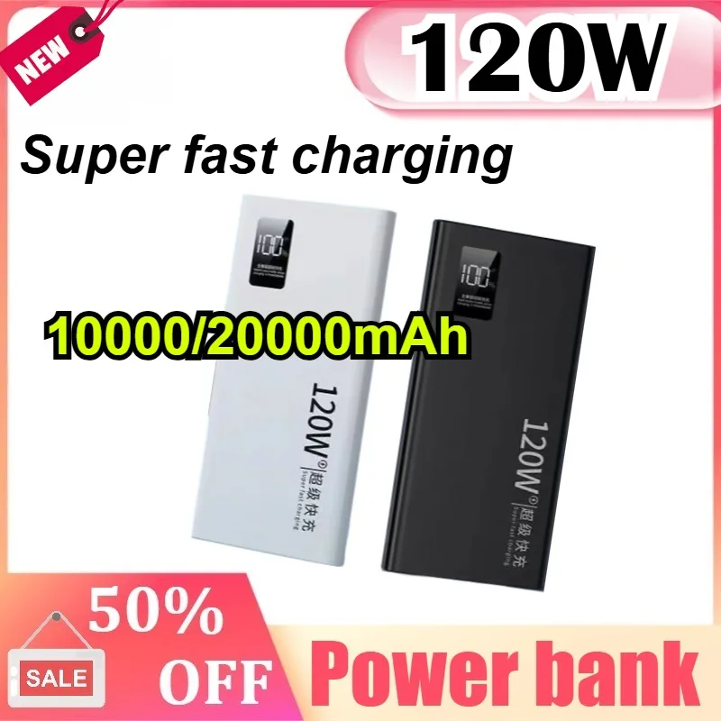 

10000/20000mAh 120W Power Bank High Capacity Fast Charging Portable Spare Battery Charger For iPhone for Samsung for Huawei