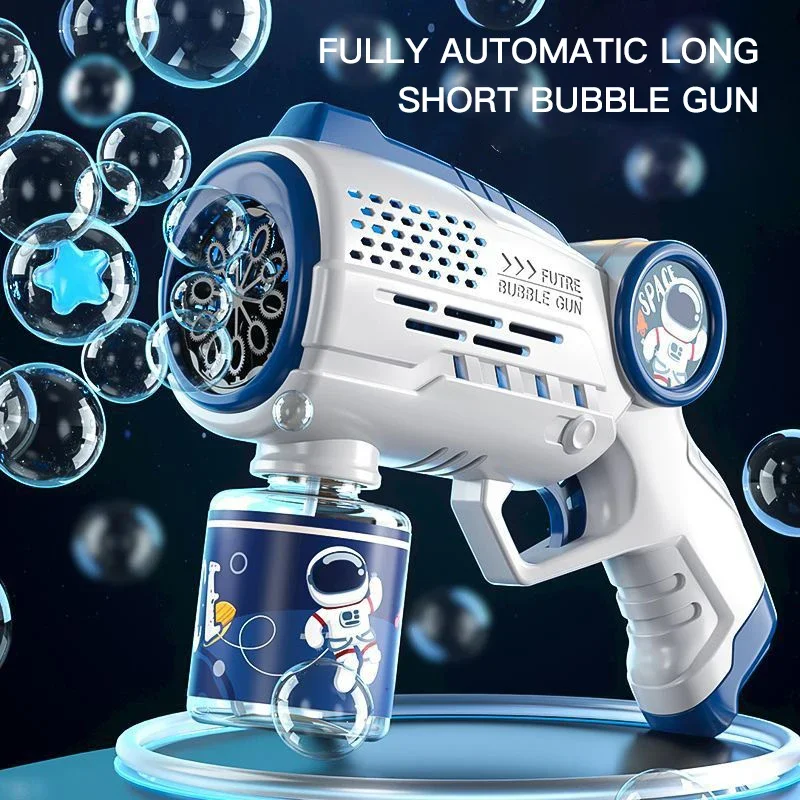 New Porous Astronaut Electric Bubble Gun Kid Toy Bubbles Machine Automatic Soap Blower with Light Summer Outdoor Party Games toy