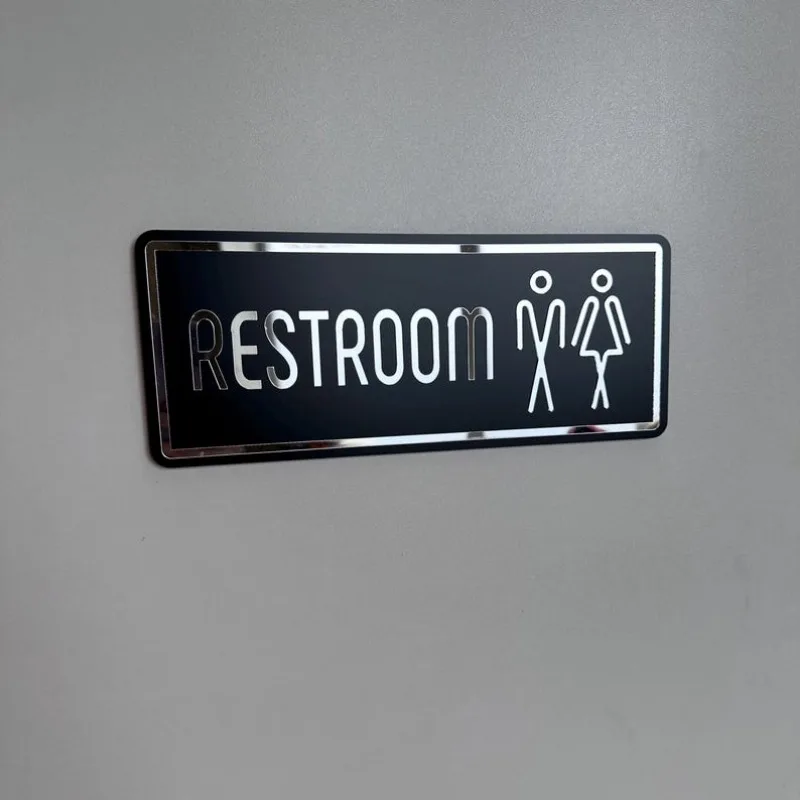 Custom Acrylic Restroom Sign – Modern Minimalist Washroom Door Art Decor for Home, Office, Hotel & Commercial Spaces