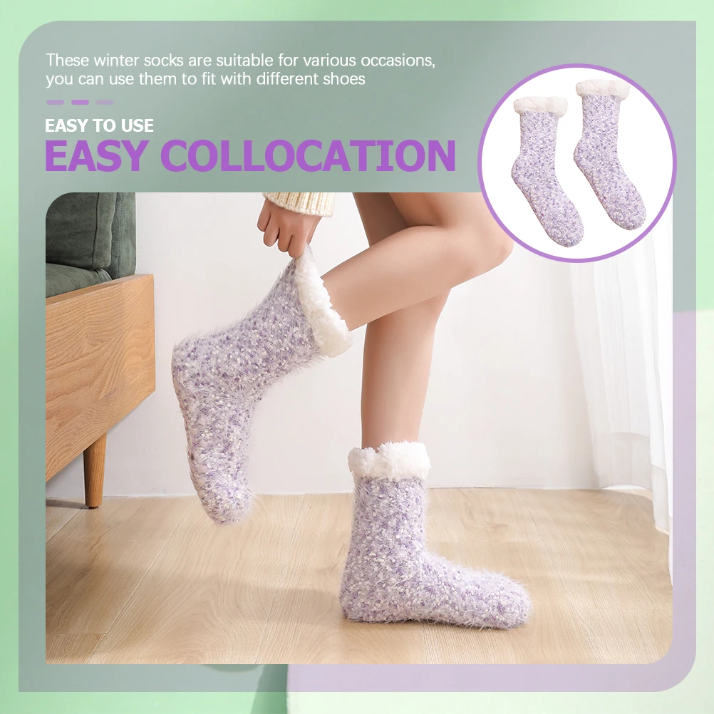 

Women Winter Warm Thermal Bed Slipper Home Household Floor Use Christmas Gifts For Women Warm Bed Socks Thicken Fleece