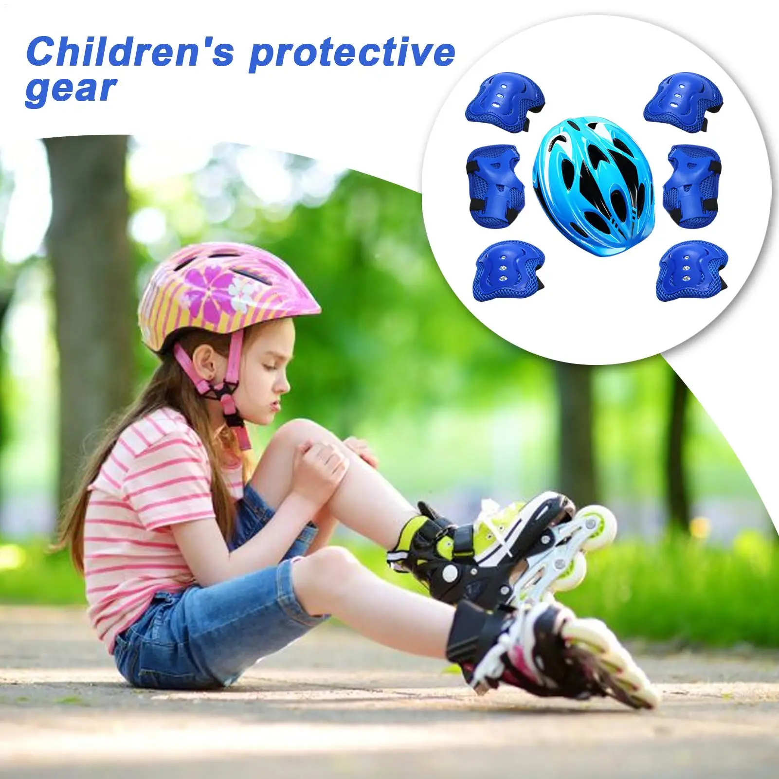 

Helmet And Knee Pads For Kids Skateboarding Wrist Guards Knee Elbow Pads With Helmet Shock-Resistant Protective Equipment For