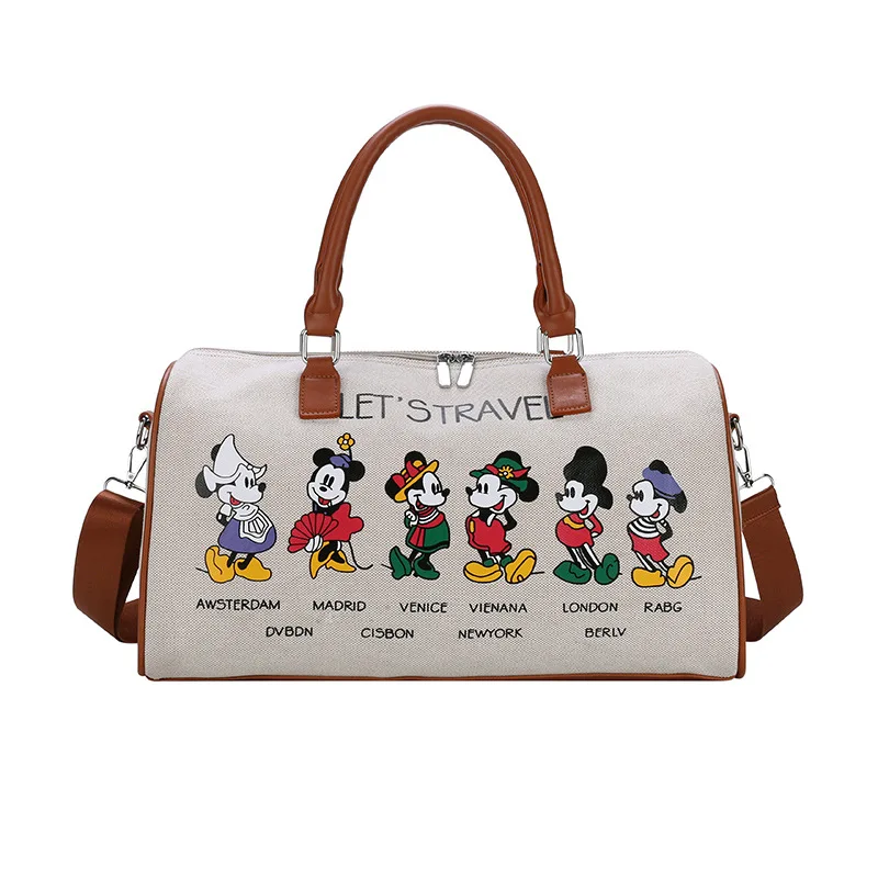 Canvas Mickey Mouse Printing Big Travel Bags New Cartoon High Capacity Casual Totes Female Fashion Multi-function Brand Handbags