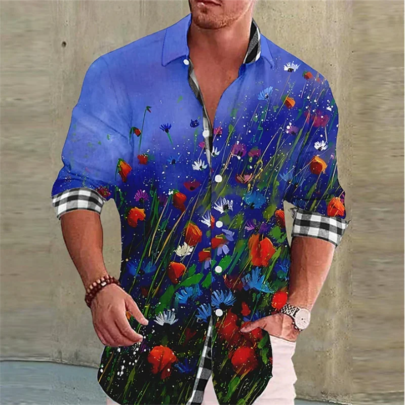 Men's Shirt Casual Fashion Floral Snakeskin HD Printing Soft Comfortable Healthy Fabric Sports Outdoor Street Party 2023 New