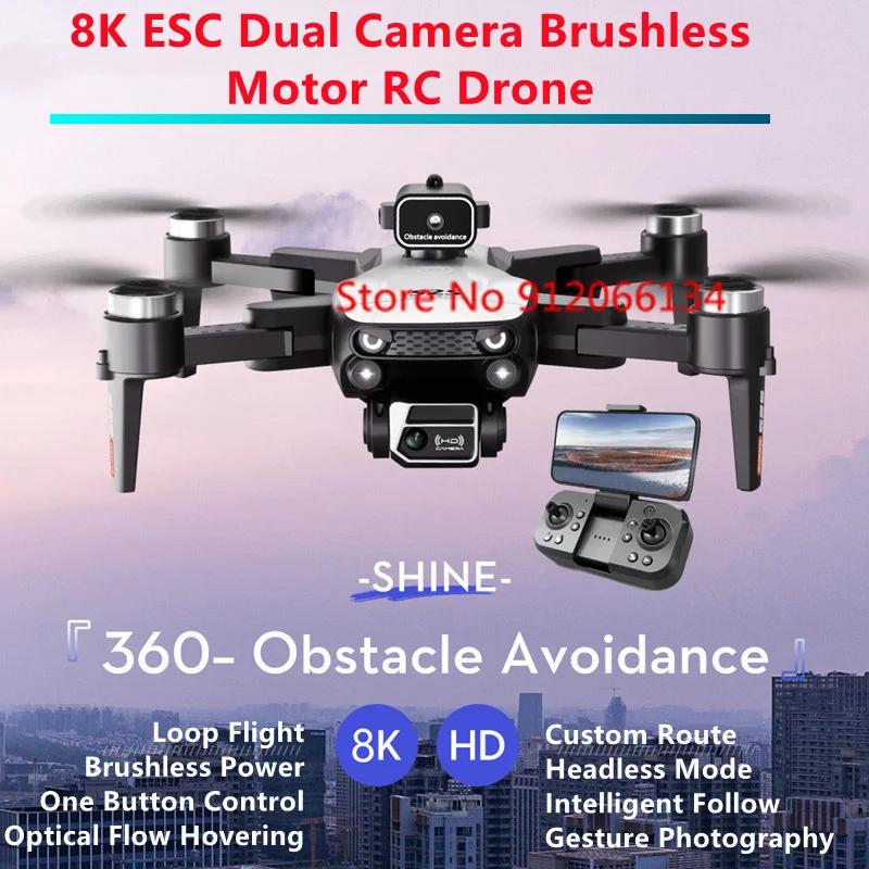 

8K ESC Dual Camera FPV RC Drone Optical Flow Hovering 360°Avoiding Obstacle Headless Mode Trajectory Flight RC Quadcopter Drone