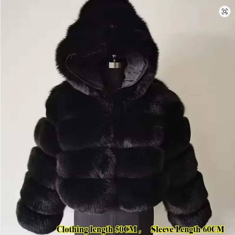 

2026 MAOMAOKONG Real Fox Fur Coat With Hood Women's Winter Natural Fur Coat Women Short Luxury Furry Jacket