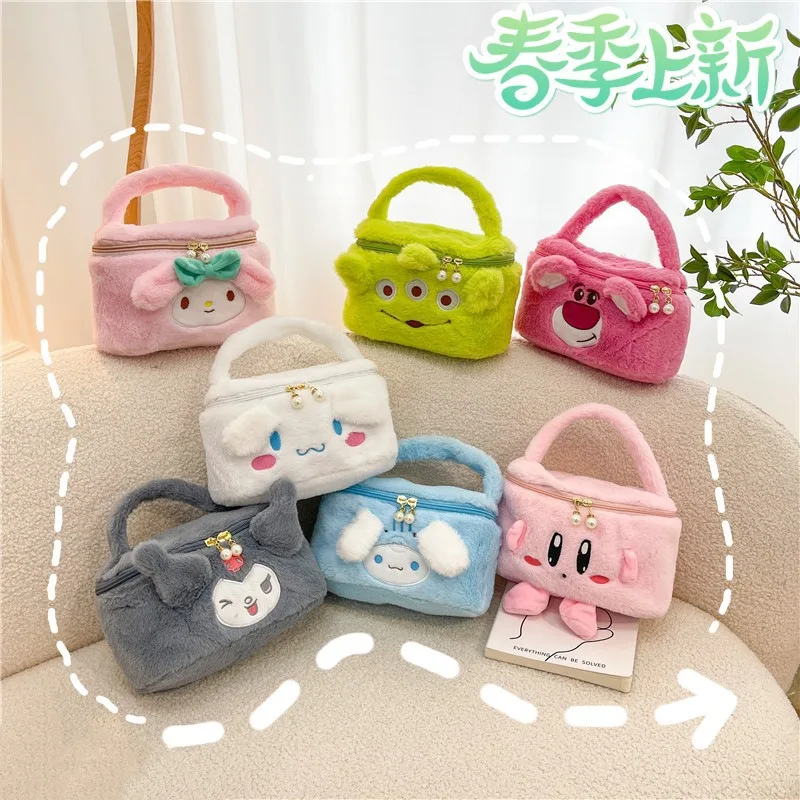 Cartoon Niedliche Sanrio Kuromi Plüschtier-Tasche Kawaii My Melody Make-up Aufbewahrungstasche Vielseitige Tragbare Handtasche Mädchen Geschenktasche