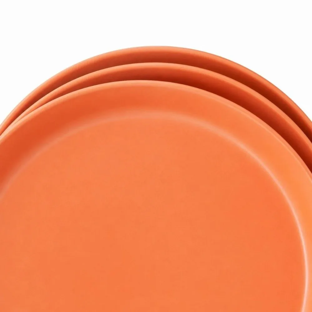 8Pcs Easy To Clean Resin Plate Set Smooth Glossy Stable Dinner Dishes Lightweight Shallow Round Snack Plates Family Gatherings