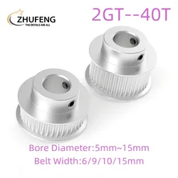 GT2 Timing Pulley 2GT 40 Tooth Teeth Bore 5/6/6.35/8/10/12/12.7/14/15mm Synchronous Wheels Width 6/9/10mm Belt 3D Printer Parts