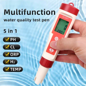 pH/CL2/H2/ORP/온도 미터 염소 탐지기 디지털 5 수영장을위한 수질 테스터 1 개 식수 수족관 10 최고의 영업 솔로페이프 -5