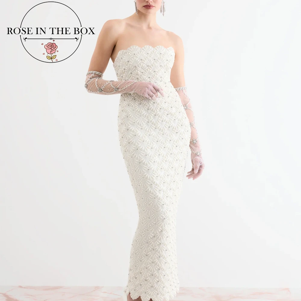

ROSEINTHEBOX свадебное платье без бретелек из бисера, вечерние платья русалки, складное платье с цветочным принтом из бисера для свадьбы, торжественное платье