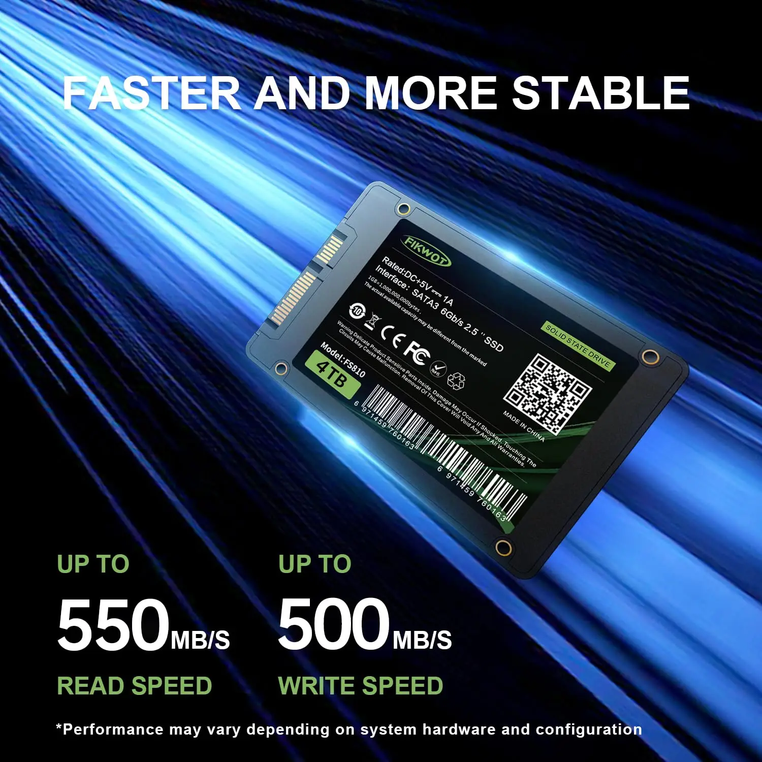 Fikwot FS810 2,5 "SATA3 SSD 128 ГБ 256 ГБ 1 ТБ 2 ТБ 6 Гбит/с 550 МБ/с 3D NAND Flash 4x HDD Внутренний твердотельный накопитель для ноутбука и настольного компьютера