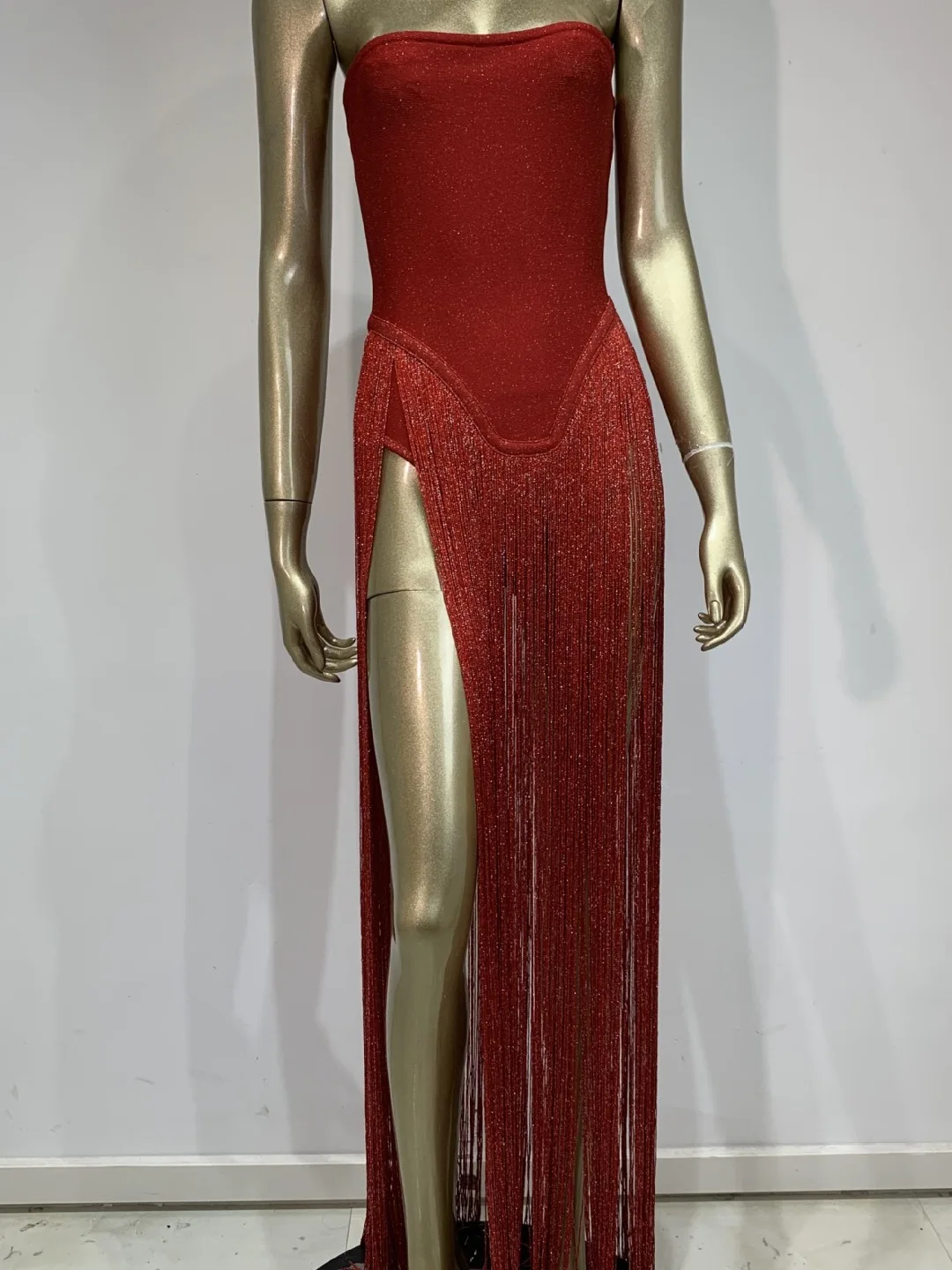 Body Sexy con tirantes y borlas, vestido envolvente de poliéster y LICRA para Club Par High Elastici Club Dr Faionable