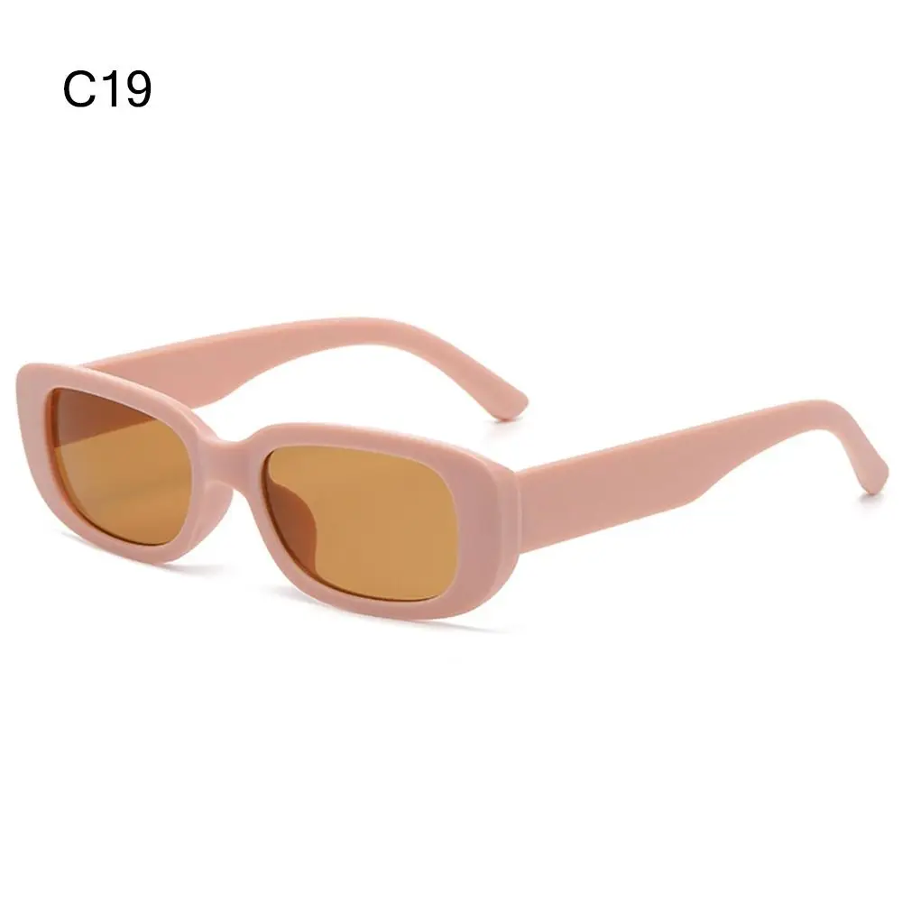 Trendy Narrow Square Frame Y2K Sun Glasses Candy Color UV400 Protection Rectangle Sunglasses Black Shades for Women Men