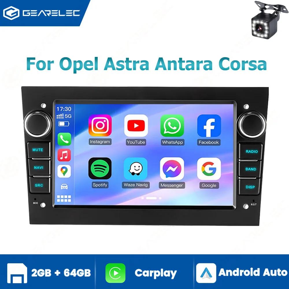 2-DIN Auto-Multimedia-Radio für Opel Astra, Antara, Corsa; 7-Zoll Wireless CarPlay & Android Auto; FM-Radioempfänger; Auto-Stereoanlage
