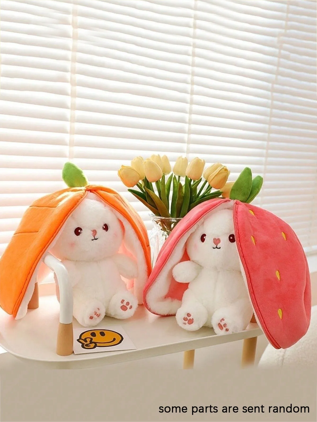 Erdbeer-Kaninchen-Plüschtier, süßes großes Floppy-Ohr-Hasen-Spielzeug, geführte Obst-Tierpuppe, kleine Kaninchen-Stoffpuppen, bequem weich