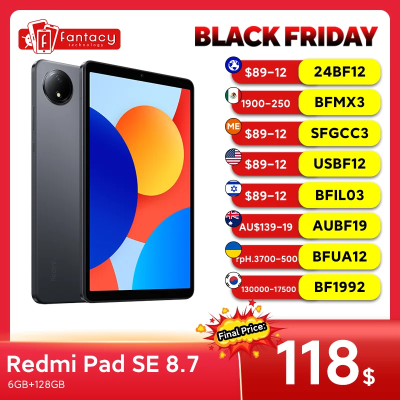 Global Version Xiaomi Redmi Pad SE 8.7 inch Mi Tablet SE 64GB 128GB 90Hz Display MediaTek Helio G85 Dual Speakers Dolby Atmos