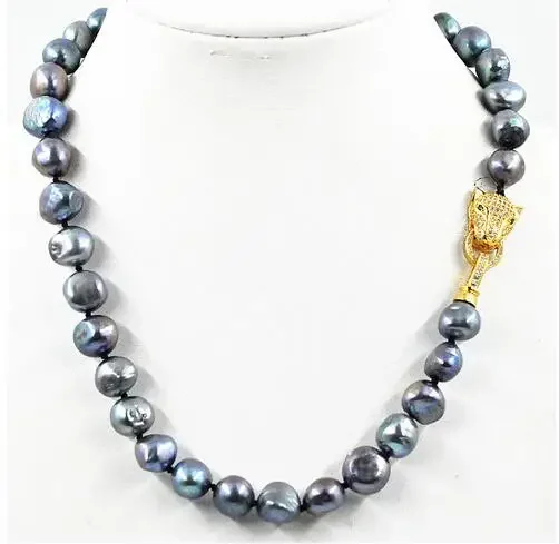 NEW 12-13mm south sea black baroque pearl necklace 18