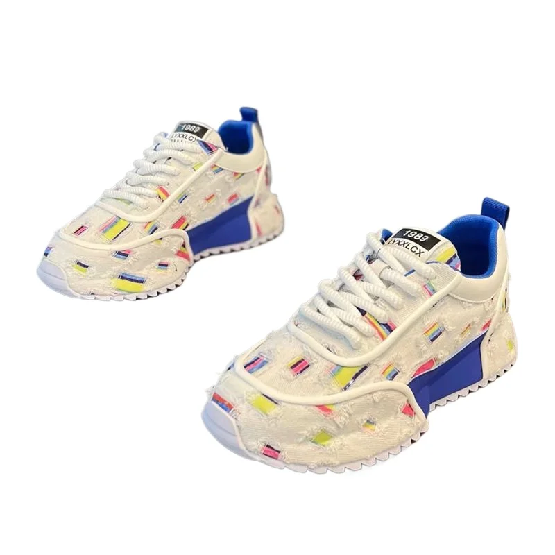 

Sports Casual Shoes Breathable Fashionable Classic Men's Shoes Thick Soled Sports Shoes Solid Color Lace Up Sports Men's Shoes