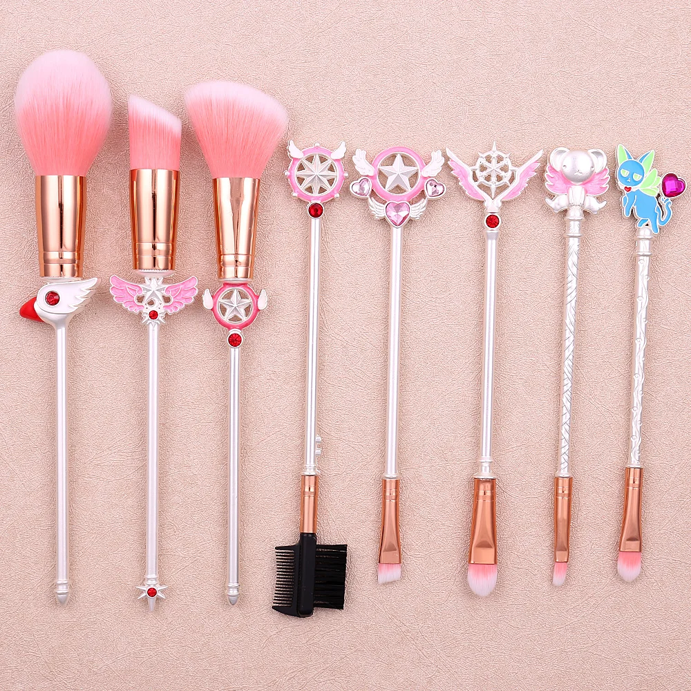 8Pcs Anime Card Captor Sakura Makeup Brush Set Concealer Foundation Brush Highlight Blush Eye Shadow Soft Brush Cosmetic Tools