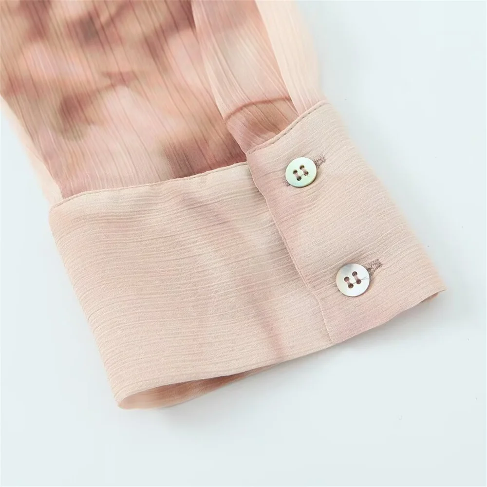 Zach Ailsa feminino outono nova moda retro tie dye print solto único breasted lapela manga comprida casual versátil camisa