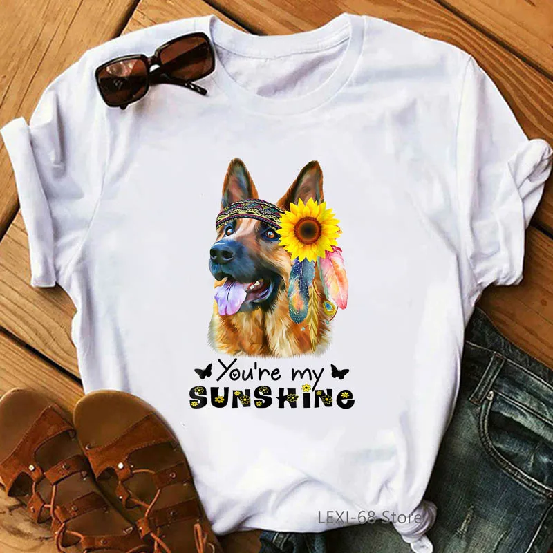 

You Are My Sunshine Graphic Print T-Shirt Women Clothes 2022 Funny Dalmatian/Dachshund/Italian Spinone Dog Lover Tshirt Femme