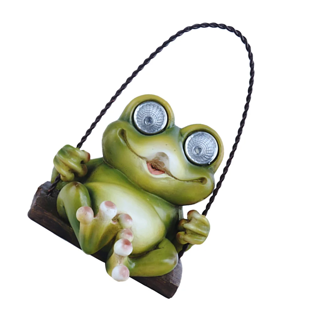 

Swing Frog Lamp Solar Powered Lights Outdoor Yard Garden Resin Decorative Hanging