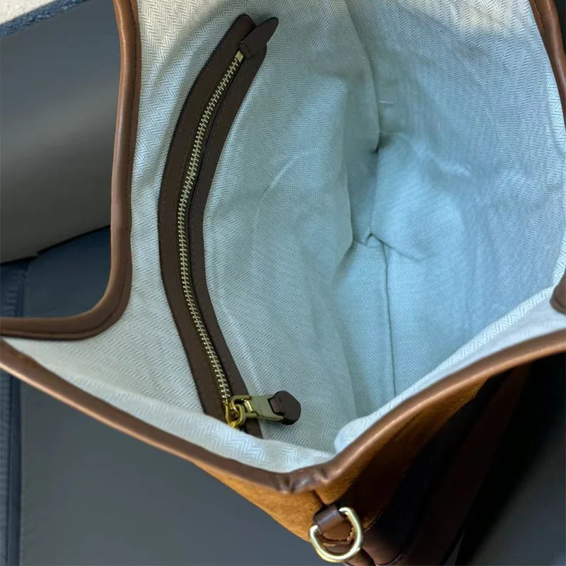 New High Quality Patch Bag Luxury Brand Contrast Color Bowling Bag Gold Chain Stitching Layered Cowhide Briefcase Shoulder Bag - Image 6