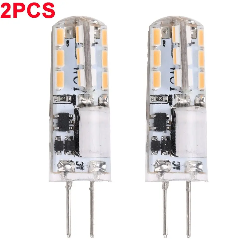 2pcs Silicone G4 LED Bulb AC DC Compatible 3014 SMD LED Warm White Light No Flicker Crystal Chandelier Light Lamp Bulb