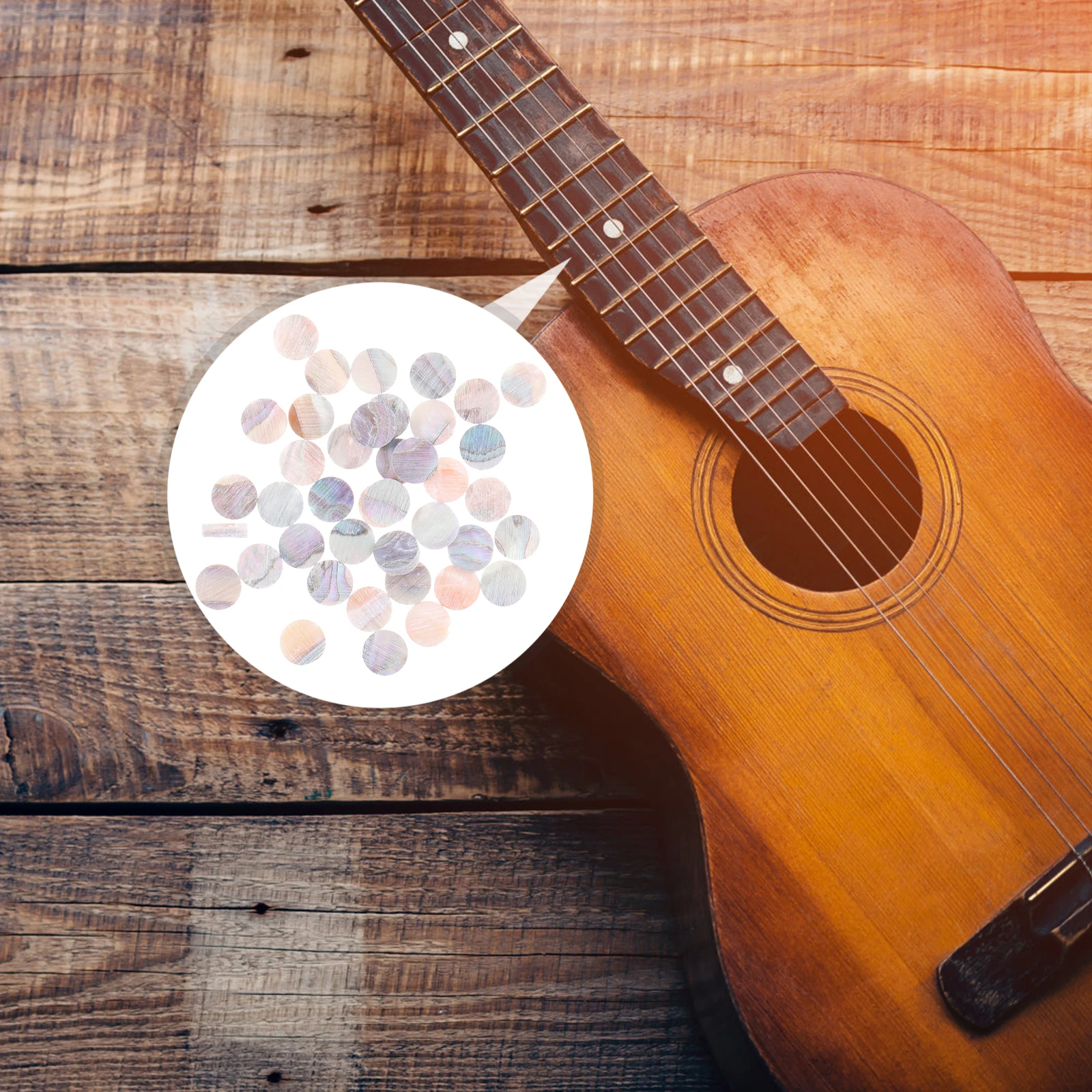 

40pcs Guitar Side Dots Markers Natural Abalone Shell Stickers Fingerboard Position Inlay Dot Marker Lightweight Portable Guitar
