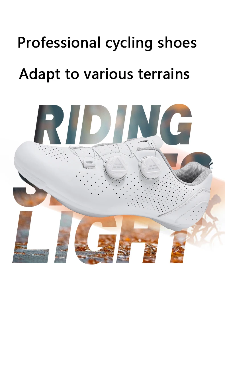 Professionelle Fahrradschuhe für Herren, Rennrad-Flachpedalschuhe, SPD-Lockschuhe, MTB-Outdoor-Schuhe für Damen, atmungsaktiv, Mountainbike, reinweiß – Detail 4