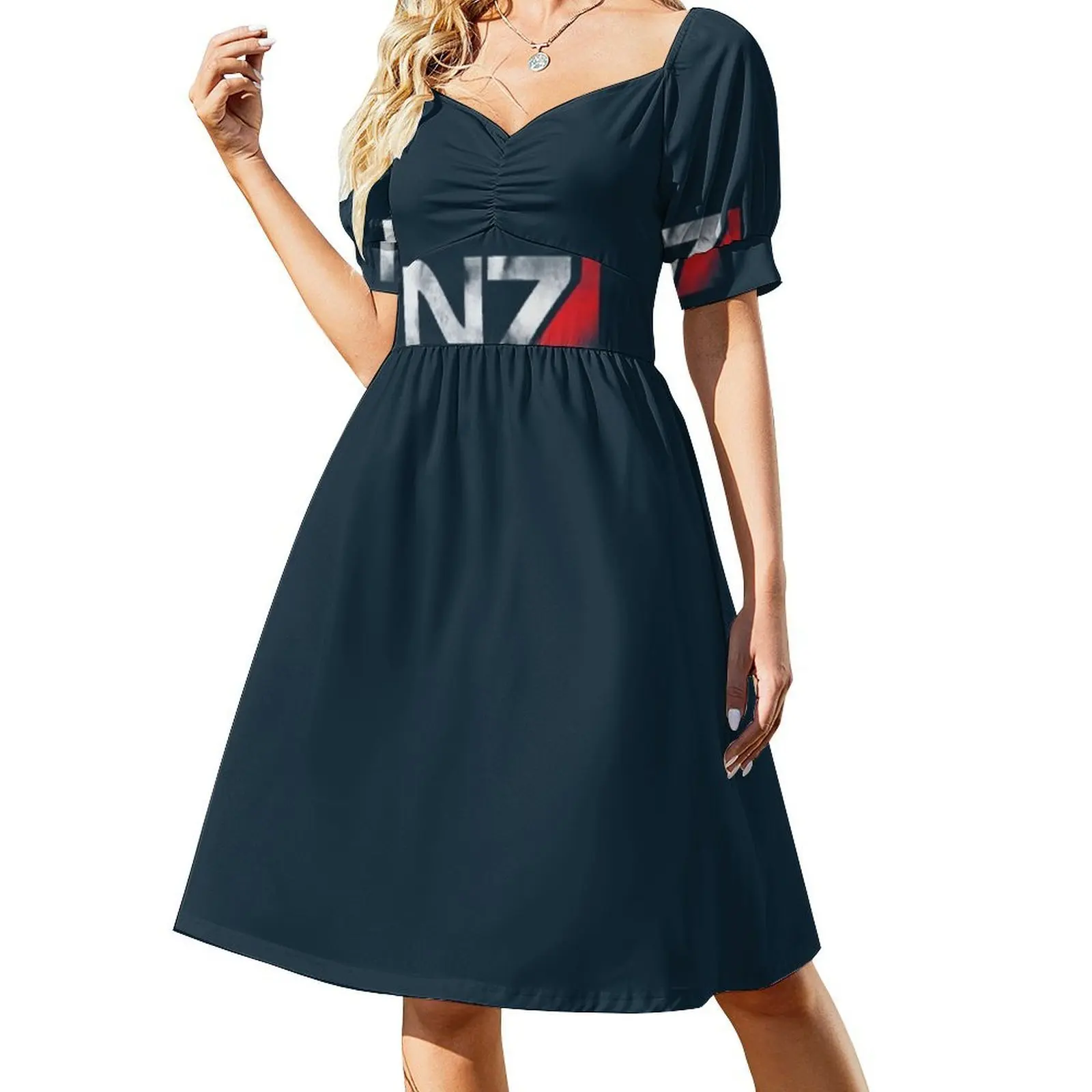 The Elites The N7 _ Vintage Bohemian Dress Puff Sleeve Or Sleeveless Options For Women Dress Mass Effect N7 Bioware Shepard #2