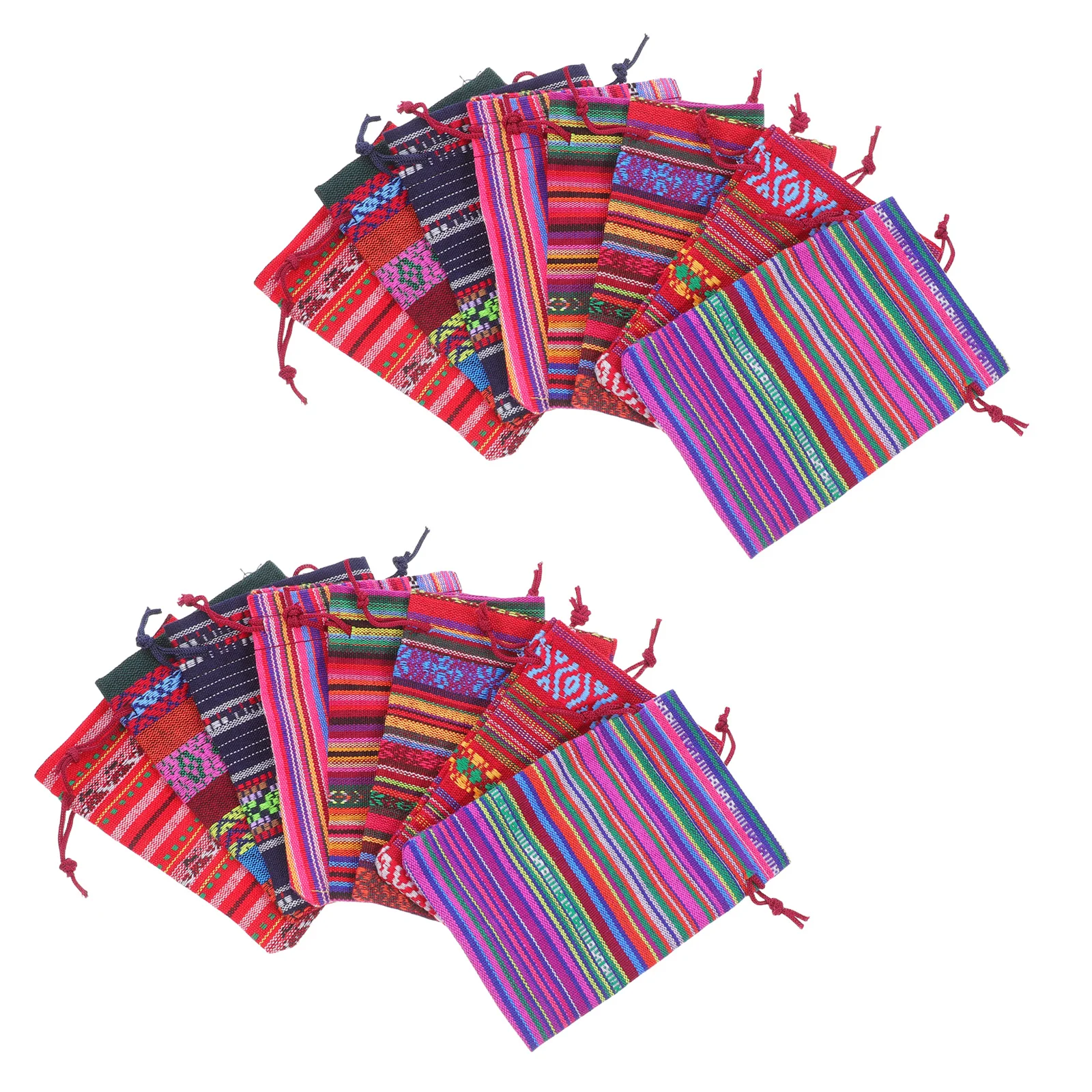 48Pcs Ethnic Style Drawstring Present Bags Reusable Fabric Candy Storage Bags Holiday Treat Snack Gift Packing Pouches