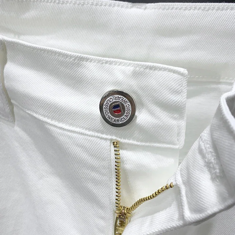 2024 الربيع والخريف جديد الرجال الشارع موضة غير رسمية الجينز مستقيم تمتد سليم صالح عادية سراويل جينز الذكور أسود أبيض #5