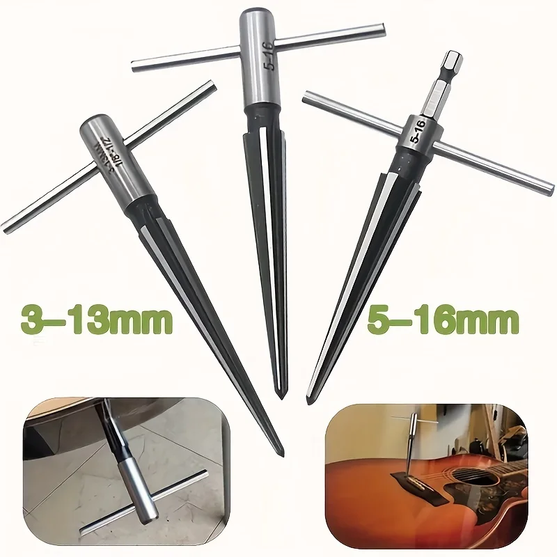 Taper Reamer 3-13mm&5-16mm Hand Metal Reamer Deburring Enlarge Pin Hole Handheld Reamer For Wood Metal Plastic Drilling Tools